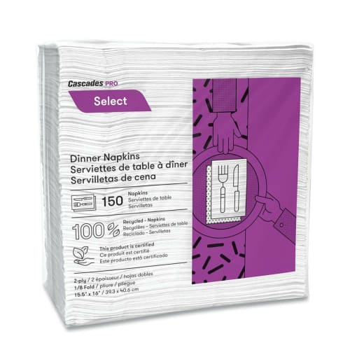 Dinner Napkin, 2-Ply, 16x15, White